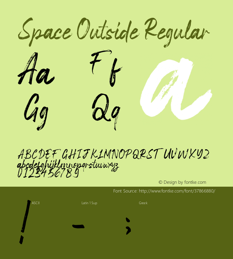 Space Outside Version 1.00;August 13, 2019;FontCreator 12.0.0.2545 64-bit图片样张