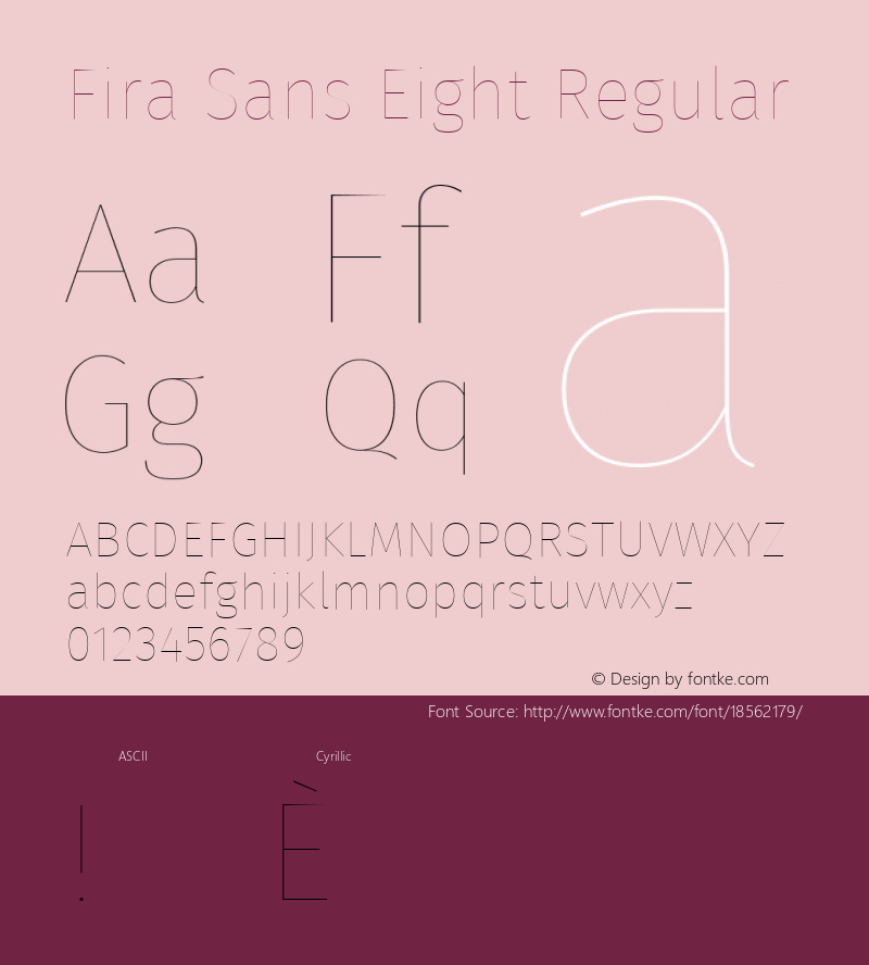 Fira Sans Eight Regular Version 4.203;PS 004.203;hotconv 1.0.88;makeotf.lib2.5.64775; ttfautohint (v1.4.1)图片样张