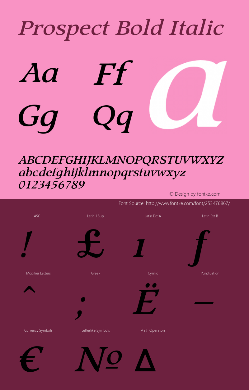 Prospect Bold Italic Version 1.000 2007 initial release图片样张