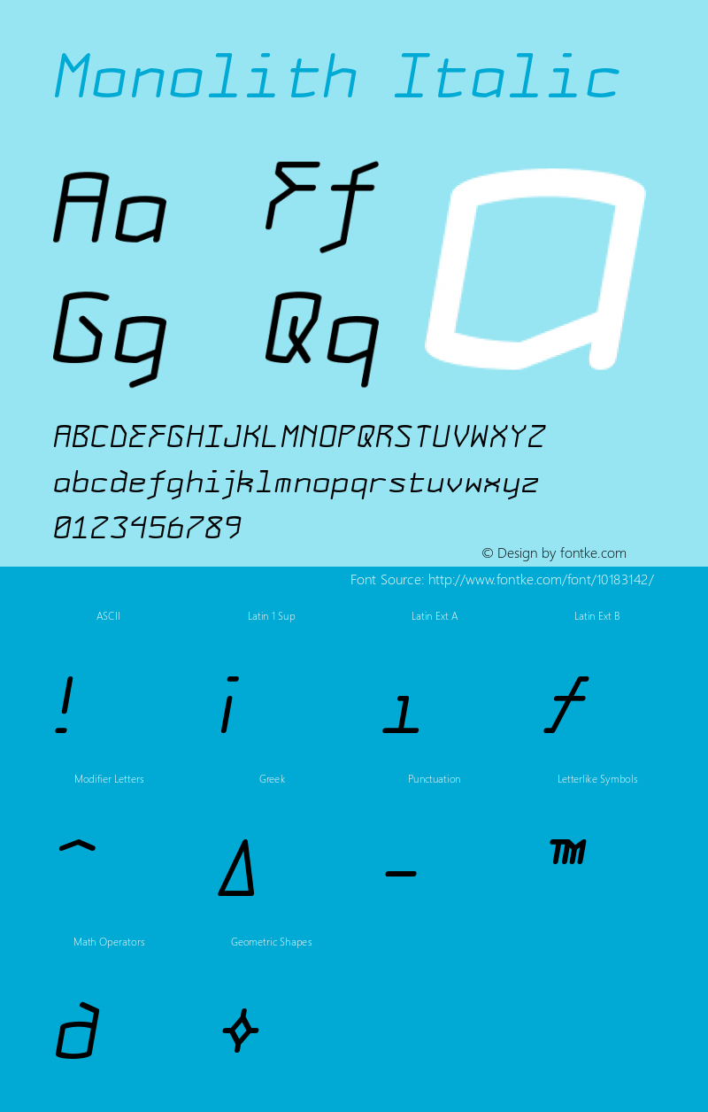 Monolith Italic Macromedia Fontographer 4.1.5 03‐02‐21图片样张