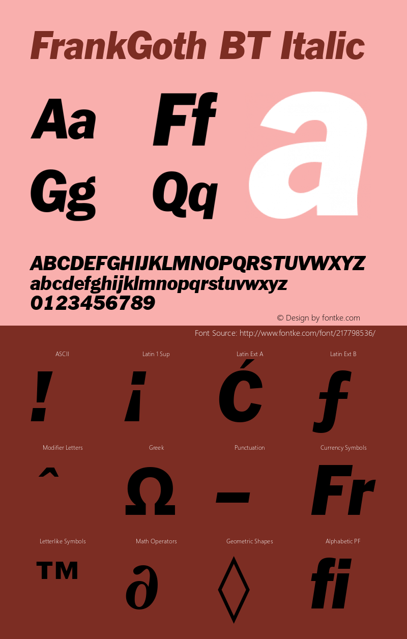 FrankGoth BT Italic Version 1.01 emb4-OT图片样张