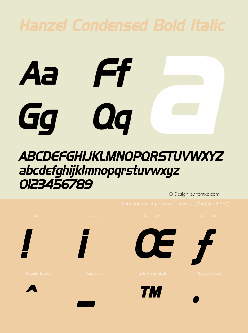 Hanzel Condensed Bold Italic 1.0 Wed Jul 28 16:02:29 1993图片样张