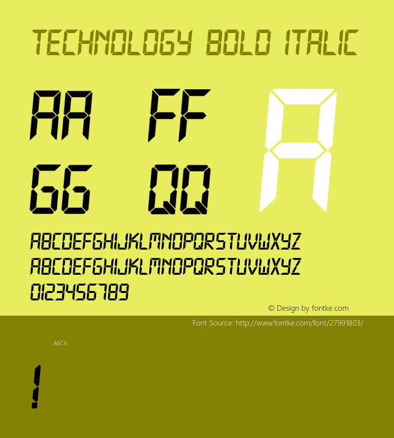 Technology Bold Italic Version 1.000图片样张