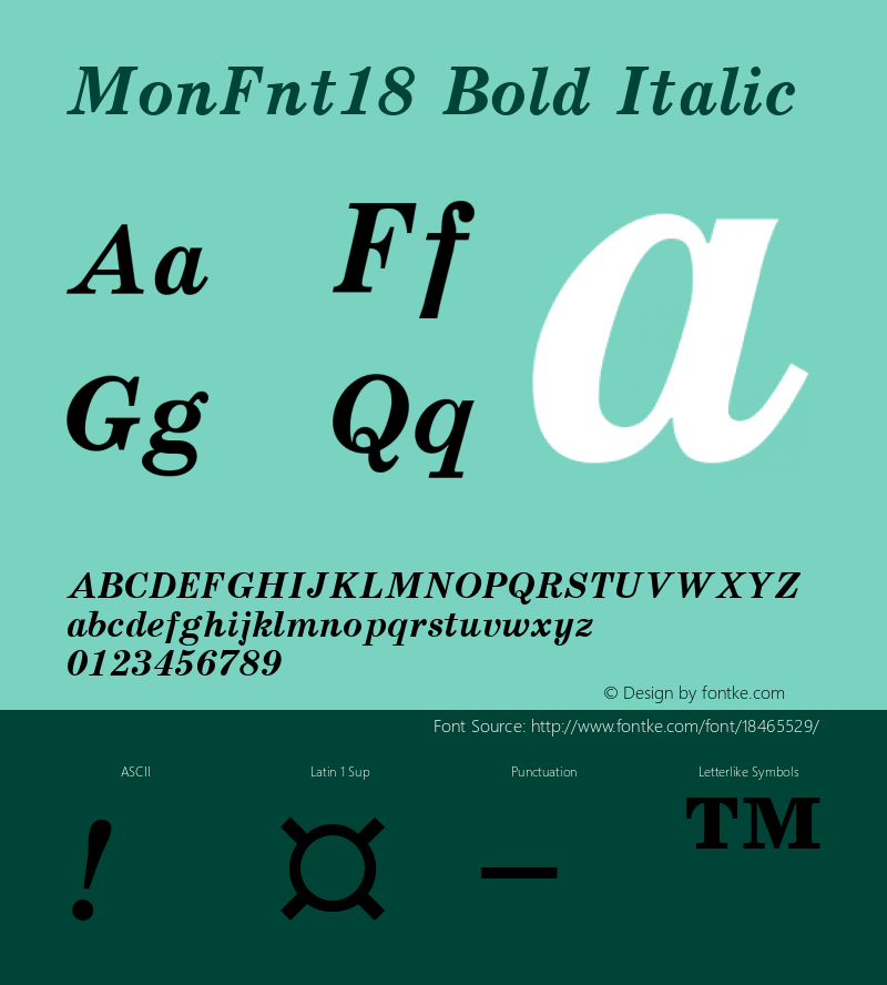 MonFnt18 Bold Italic Version 1.0图片样张