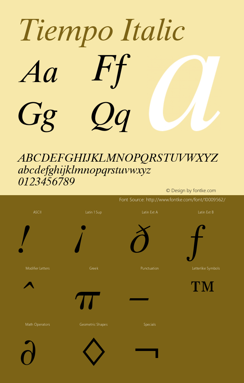 Tiempo Italic Font Version 2.6; Converter Version 1.10图片样张