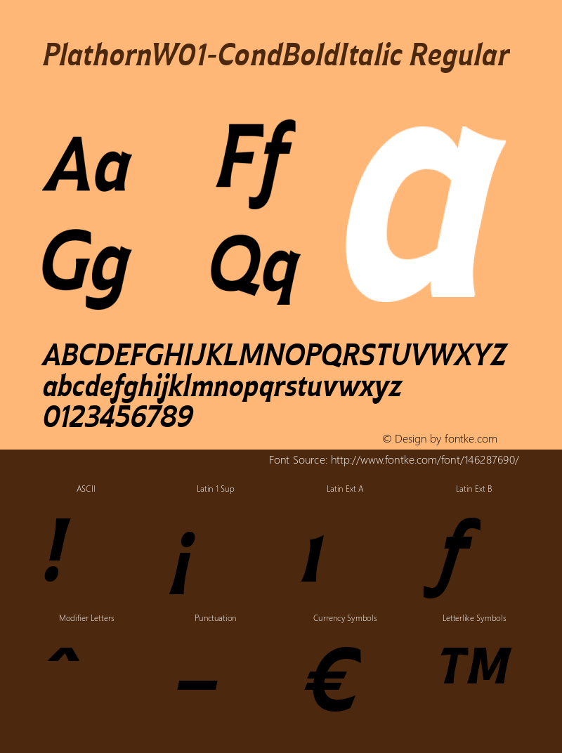 Plathorn W01 Cond Bold Italic Version 1.00图片样张