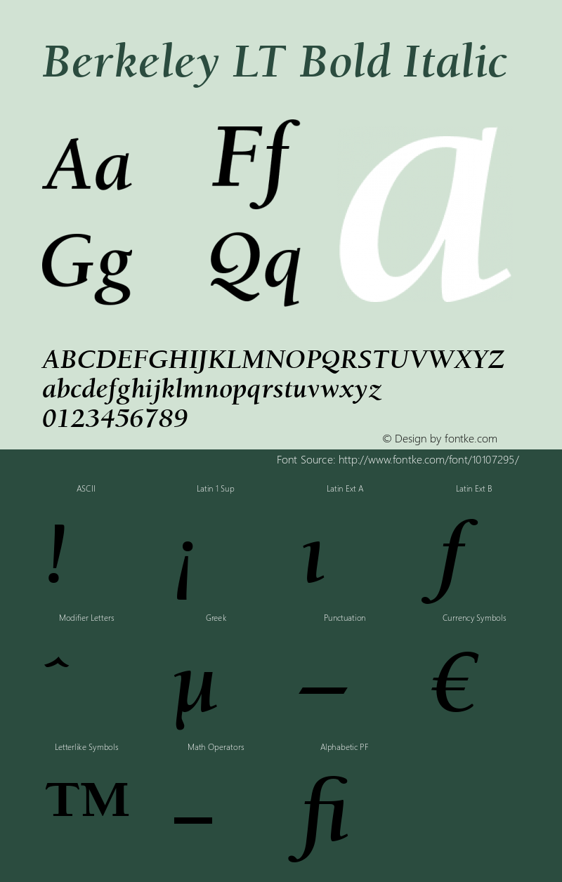 Berkeley LT Bold Italic Version 6.1; 2002图片样张