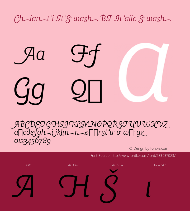 Chianti ItSwash BT Italic Swash Version 1.01 emb4-OT图片样张