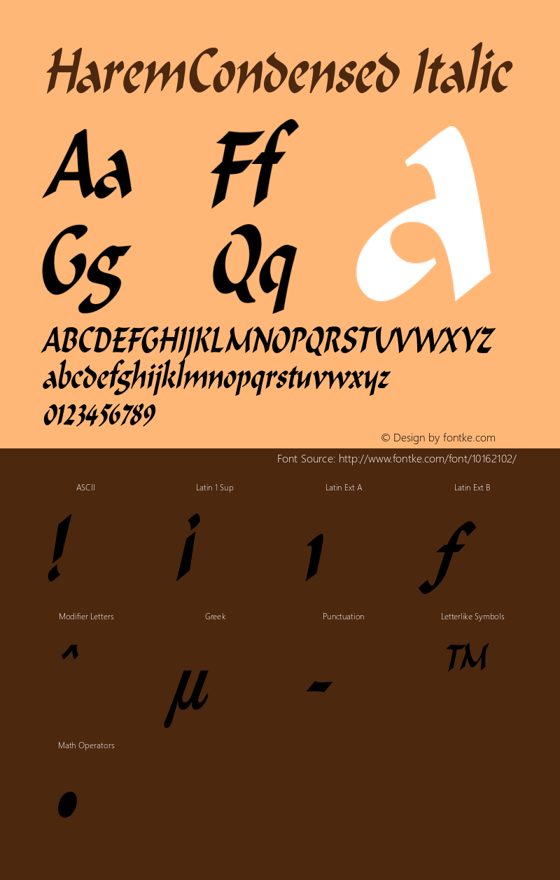 HaremCondensed Italic Rev. 003.000图片样张