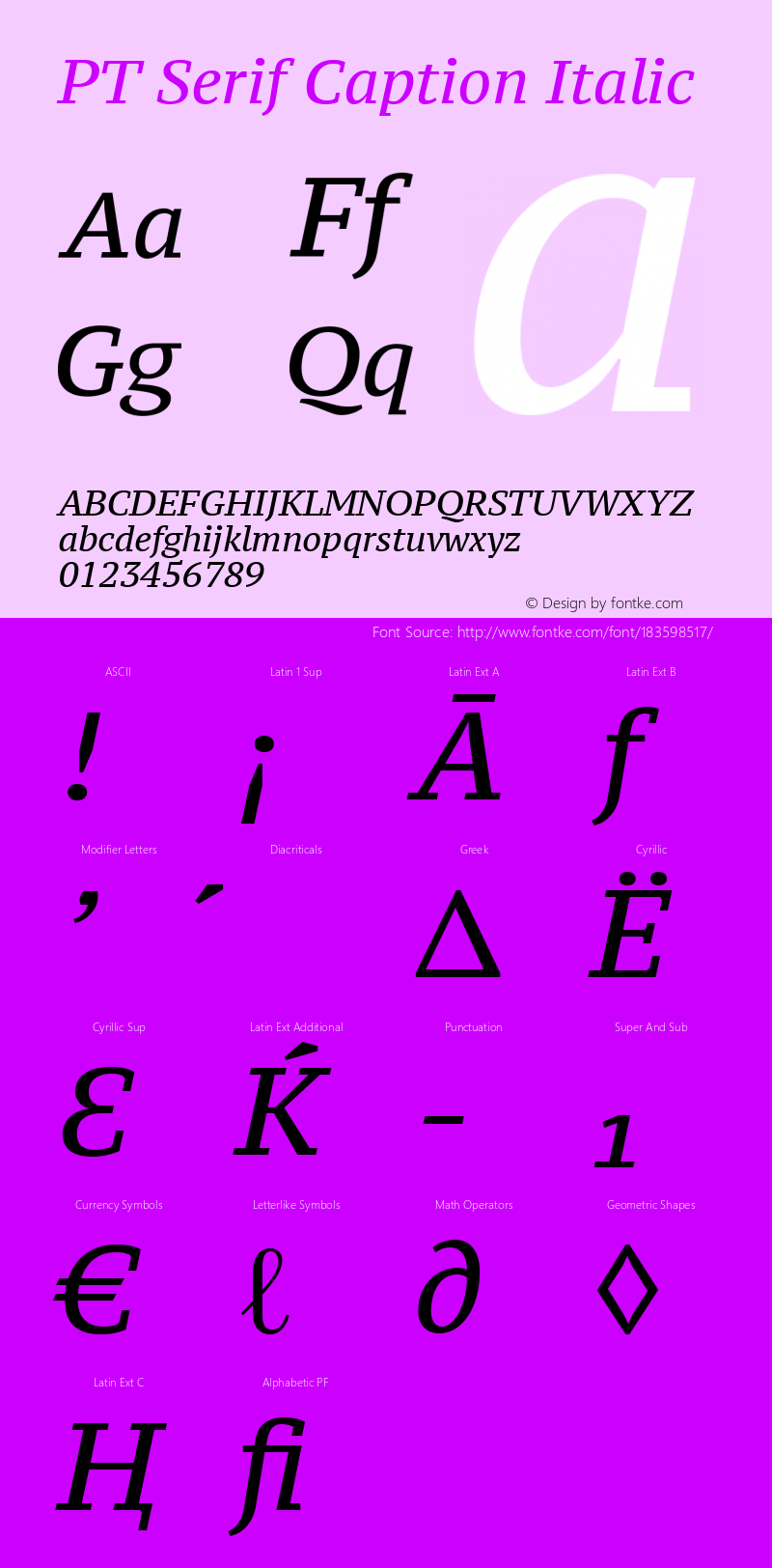 PT Serif Caption Italic Version 1.000W OFL图片样张