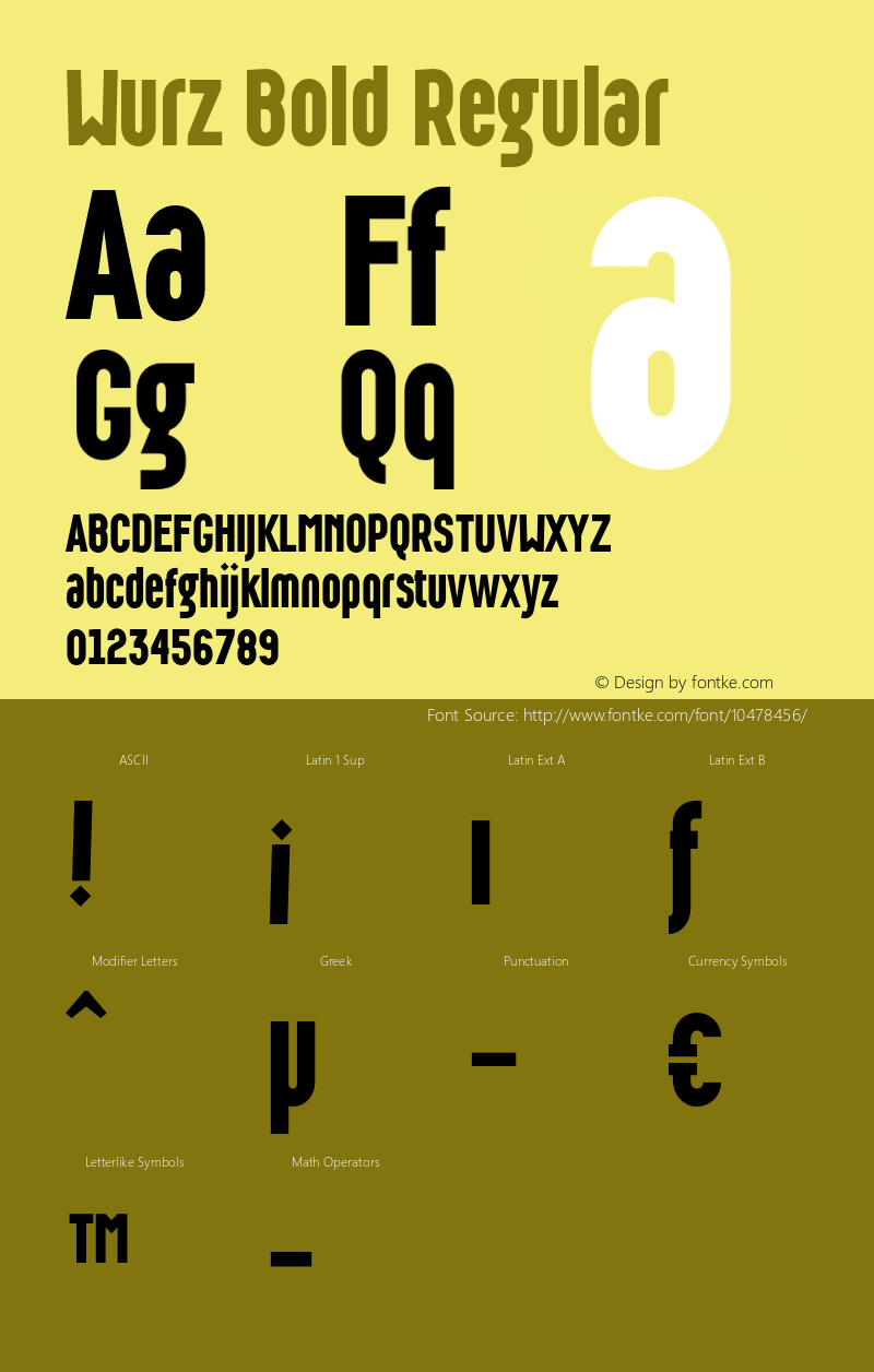 Wurz Bold Regular Version 1.000;PS 001.001;FontLab 1.0.38图片样张