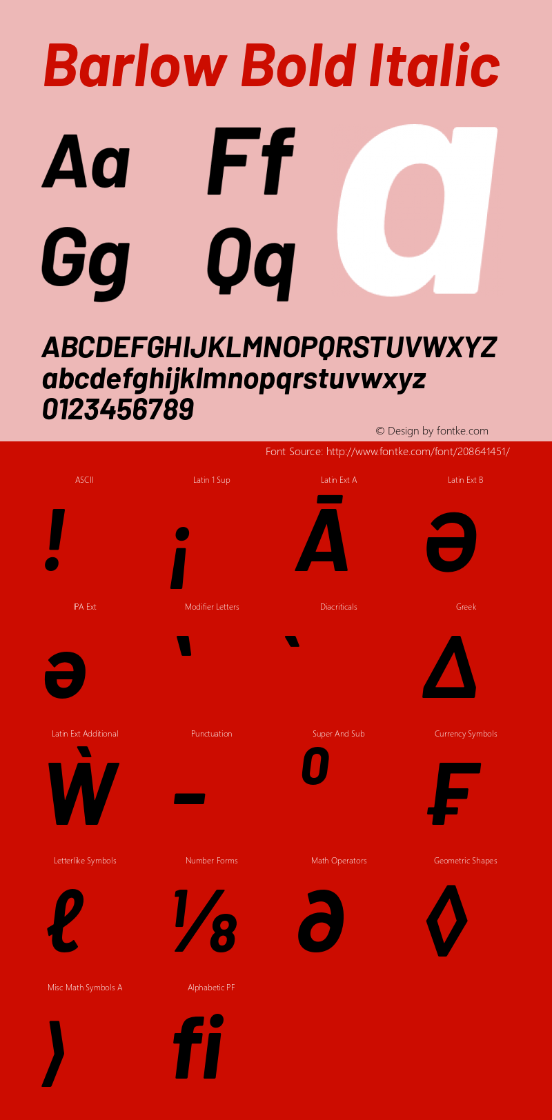 Barlow Bold Italic Version 1.422;hotconv 1.0.109;makeotfexe 2.5.65596图片样张