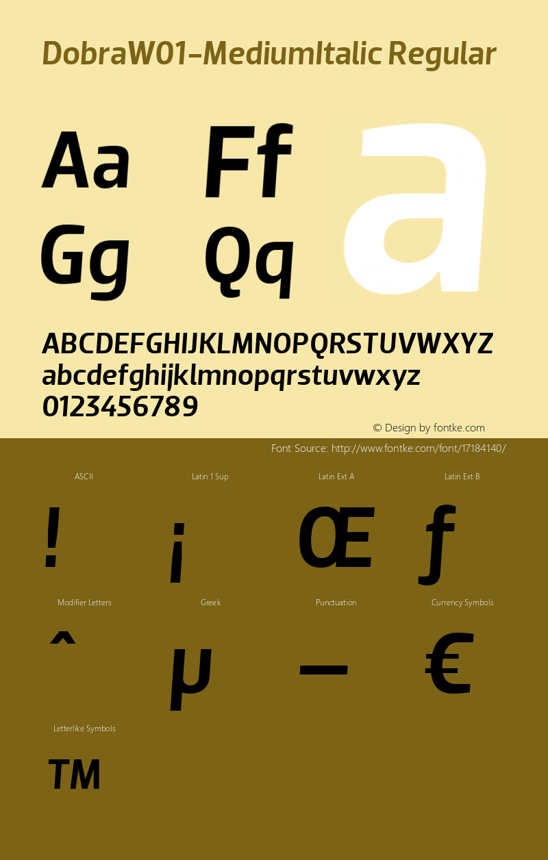 DobraW01-MediumItalic Regular Version 1.00图片样张