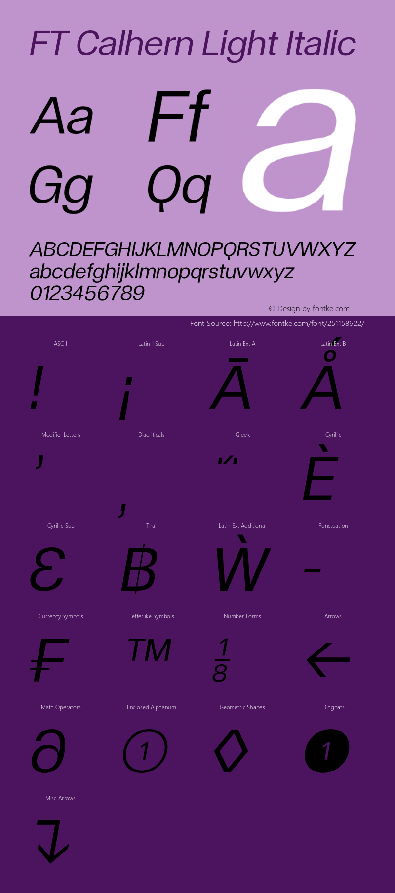 FT Calhern Light Italic Version 1.001;Glyphs 3.1.2 (3151)图片样张