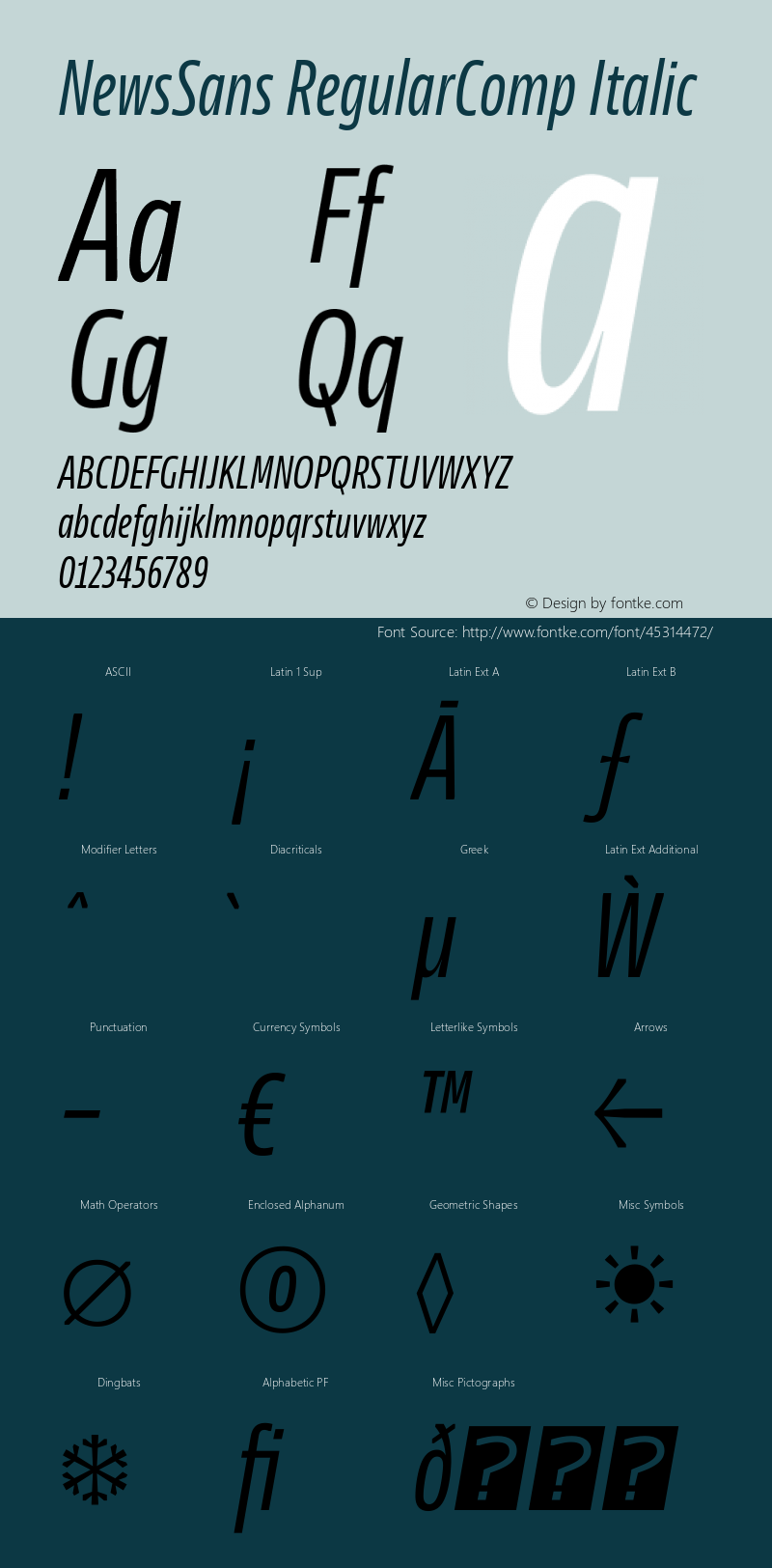 NewsSans RegularComp Italic Version 1.000图片样张