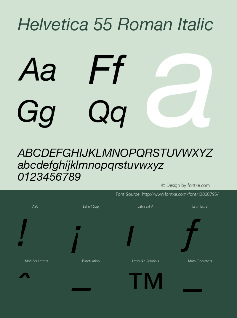 Helvetica 55 Roman Italic V1.1212图片样张