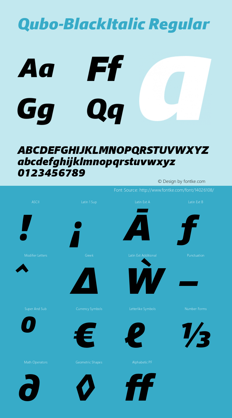 Qubo-BlackItalic Regular Version 1.000图片样张