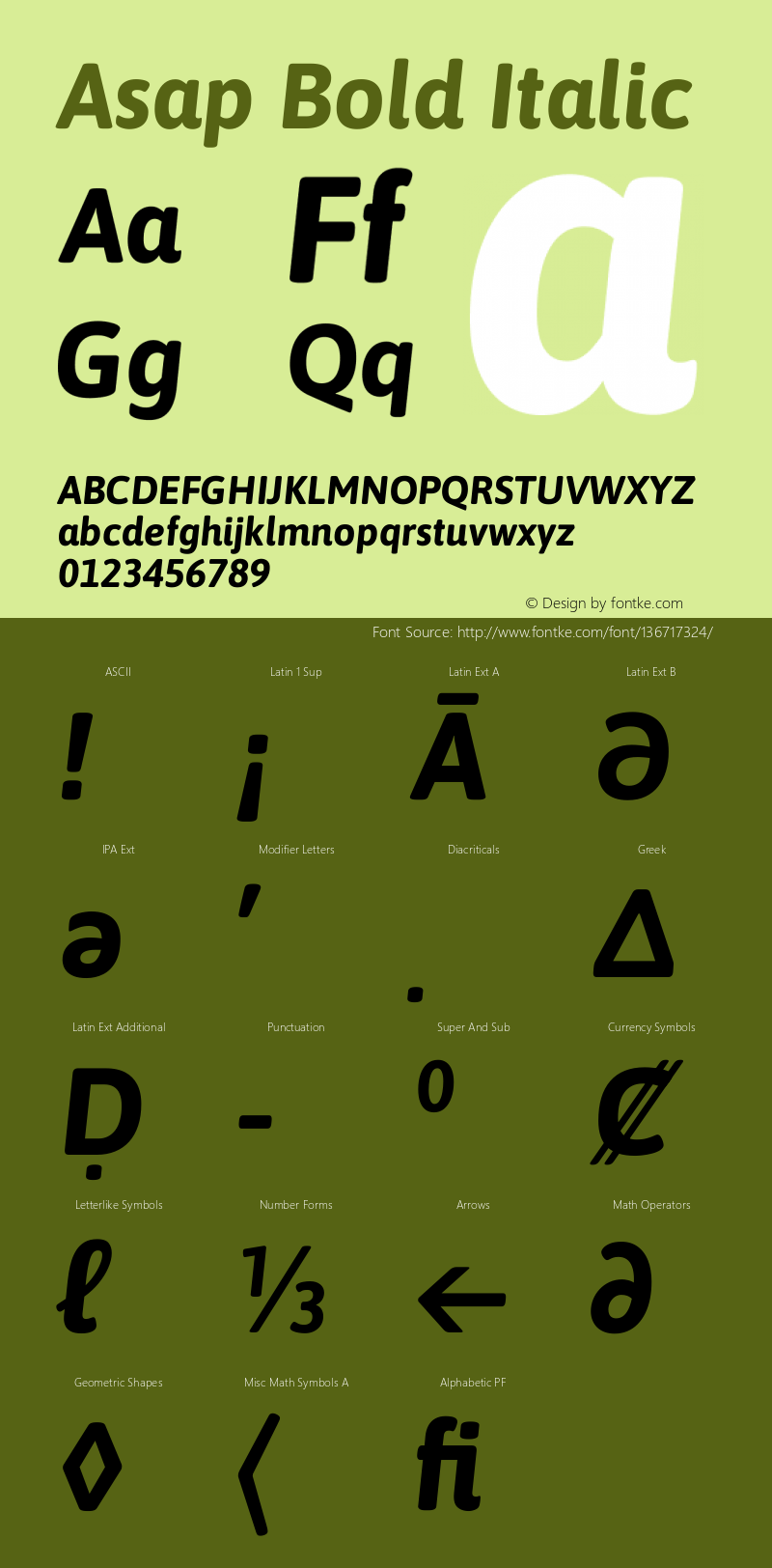 Asap Bold Italic Version 3.001图片样张