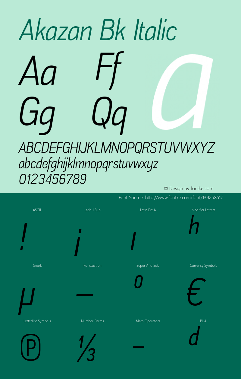 Akazan Bk Italic Version 1.000图片样张