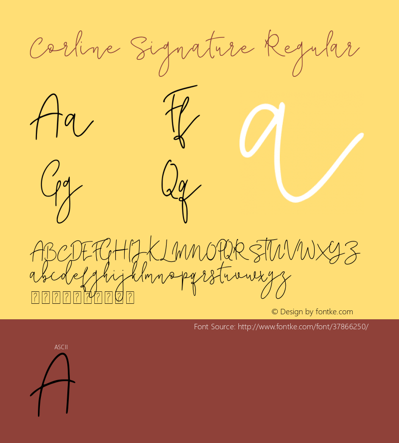 Corline Signature Version 1.00;August 15, 2019;FontCreator 11.5.0.2430 64-bit图片样张