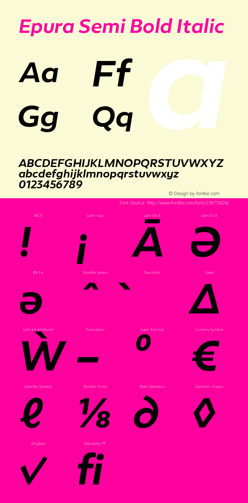 Epura Semi Bold Italic Version 1.005;hotconv 1.0.109;makeotfexe 2.5.65596图片样张