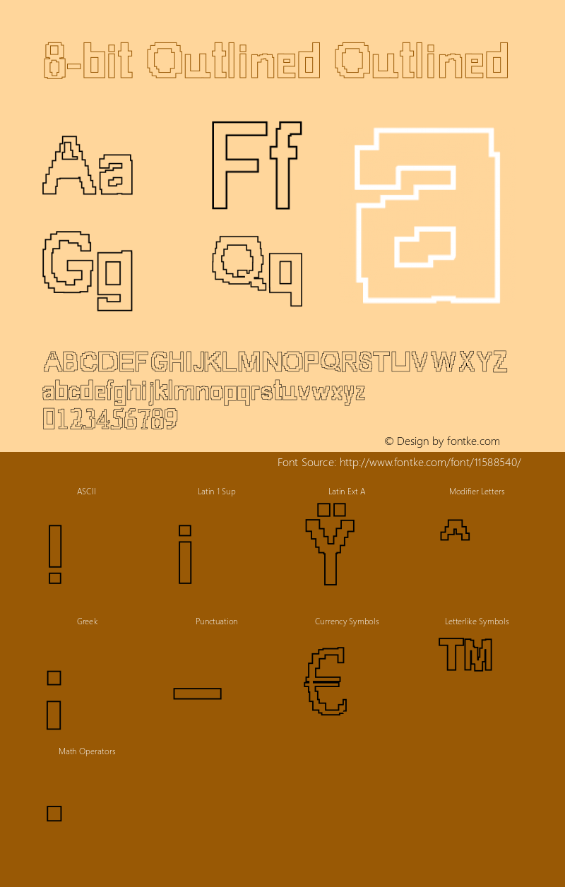 8-bit Outlined Outlined Version 1.00 April 14, 2009, initial release图片样张