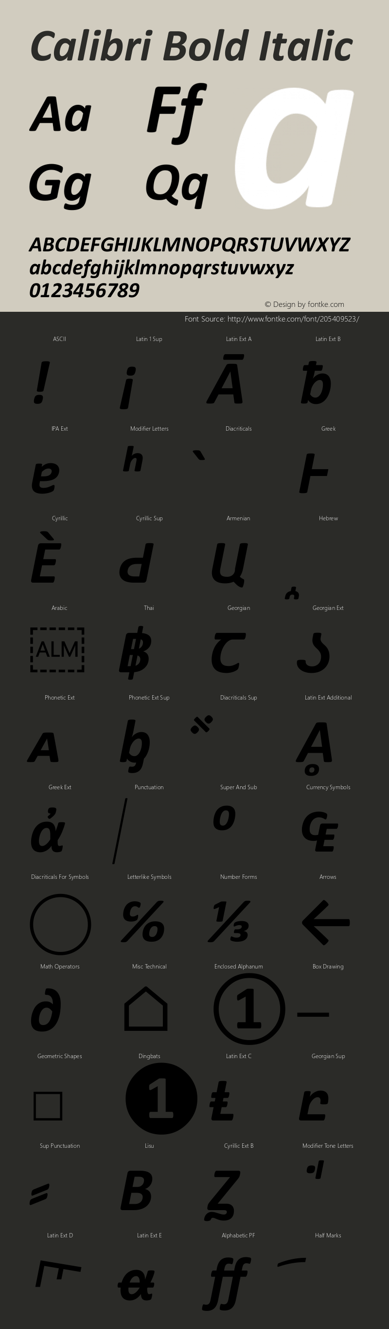 Calibri Bold Italic Version 6.23图片样张