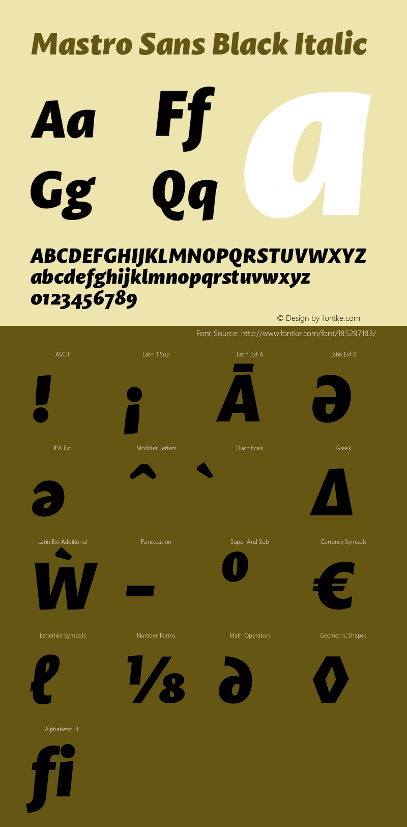 Mastro Sans Black Italic Version 1.000;PS 001.000;hotconv 1.0.88;makeotf.lib2.5.64775图片样张