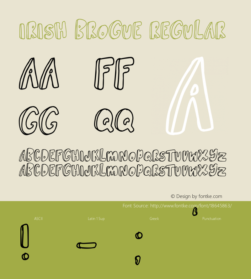 Irish Brogue Regular Version 1.00 December 5, 2016, initial release图片样张