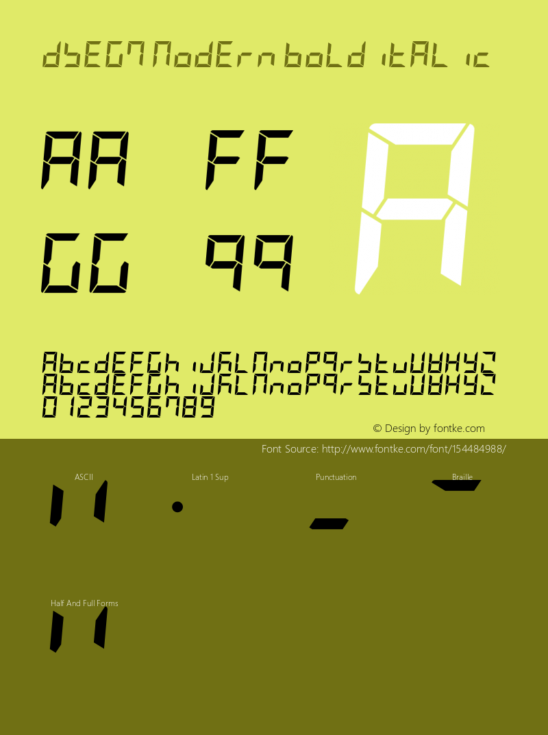 DSEG7 Modern-Bold Italic Version 0.46图片样张