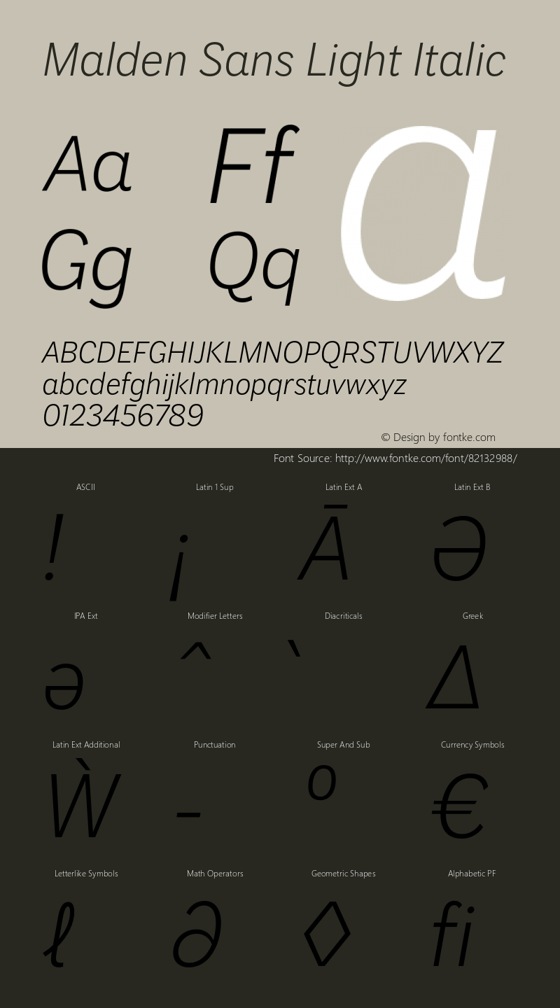 MaldenSans-LightItalic Version 1.00图片样张