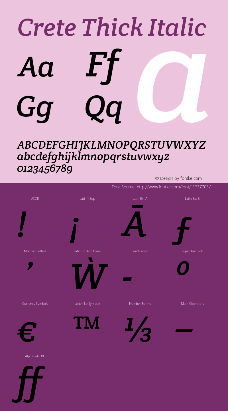 Crete Thick Italic Version 1.000图片样张