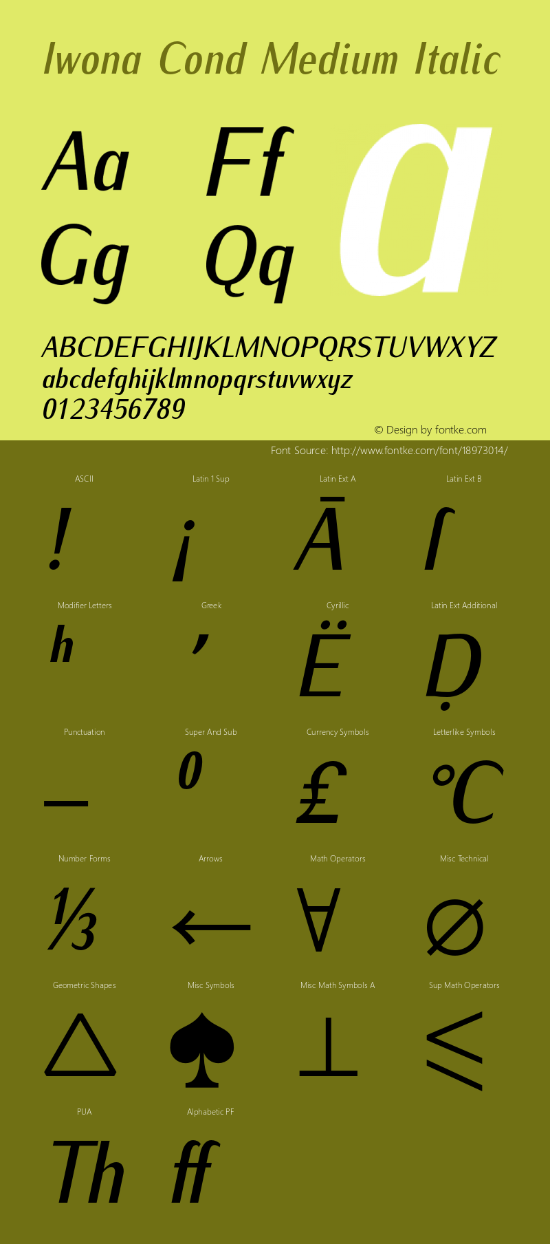 Iwona Cond Medium Italic Version 1.000;PS 0.993;hotconv 1.0.49;makeotf.lib2.0.14853图片样张