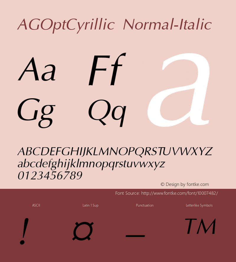 AGOptCyrillic Normal-Italic 1.000图片样张