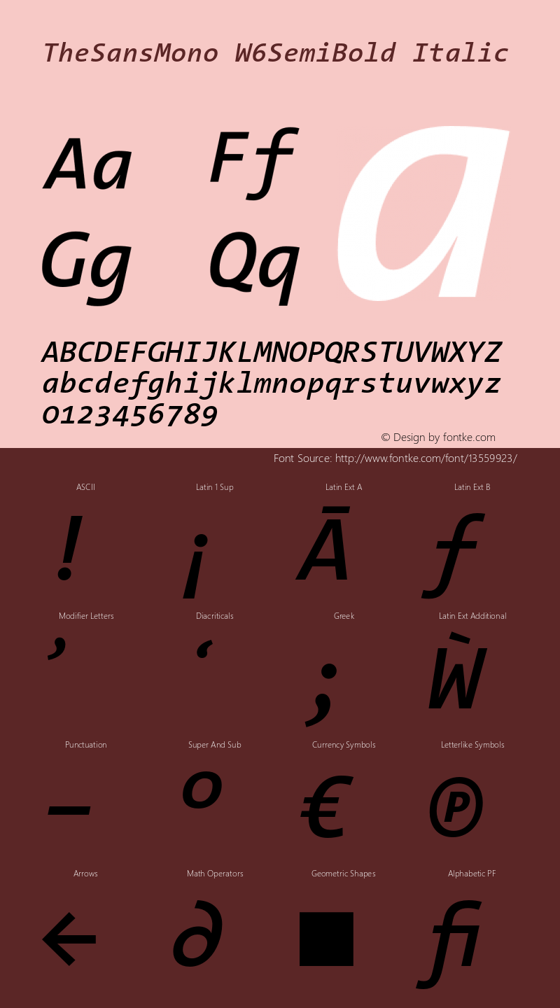 TheSansMono W6SemiBold Italic Version 3.009图片样张