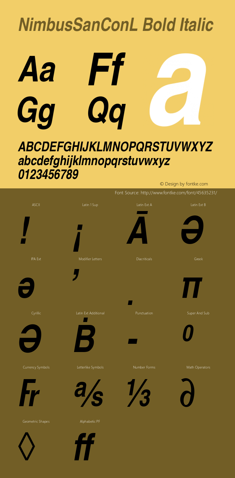 NimbusSanConL Bold Italic Version 1.00图片样张