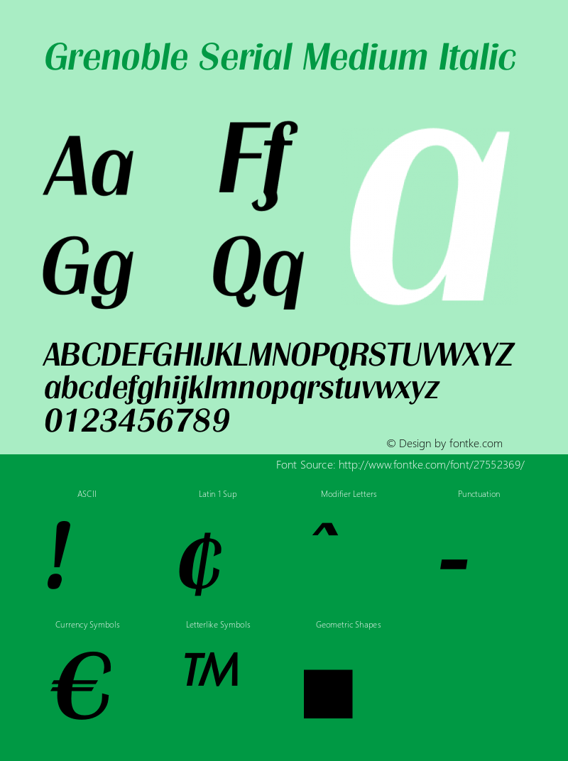 Grenoble Serial Medium Italic Version 1.000图片样张