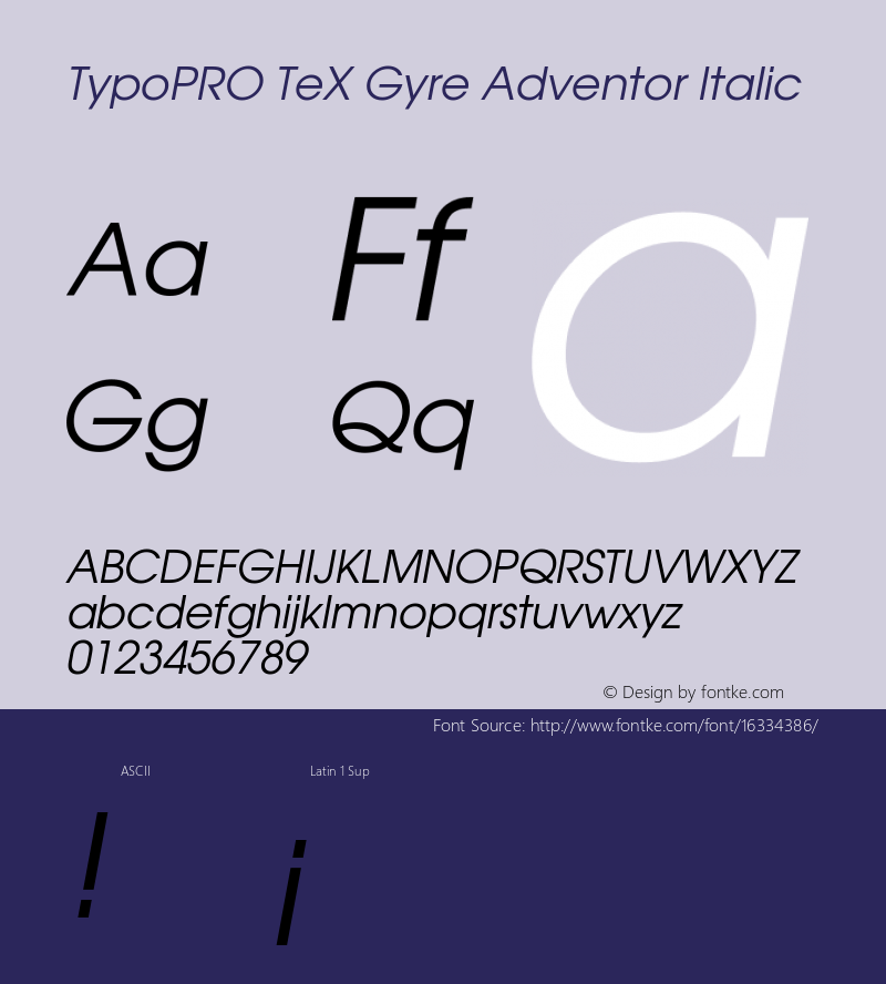 TypoPRO TeX Gyre Adventor Italic Version 2.003;PS 2.003;hotconv 1.0.49;makeotf.lib2.0.14853图片样张