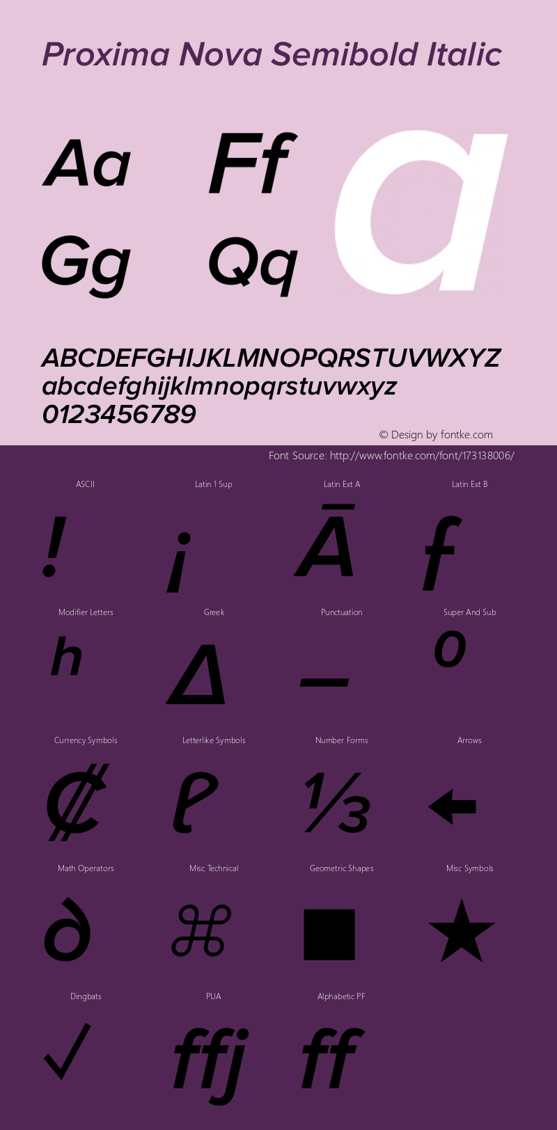 Proxima Nova Semibold Italic Version 1.00;December 18, 2018;FontCreator 11.5.0.2427 32-bit图片样张