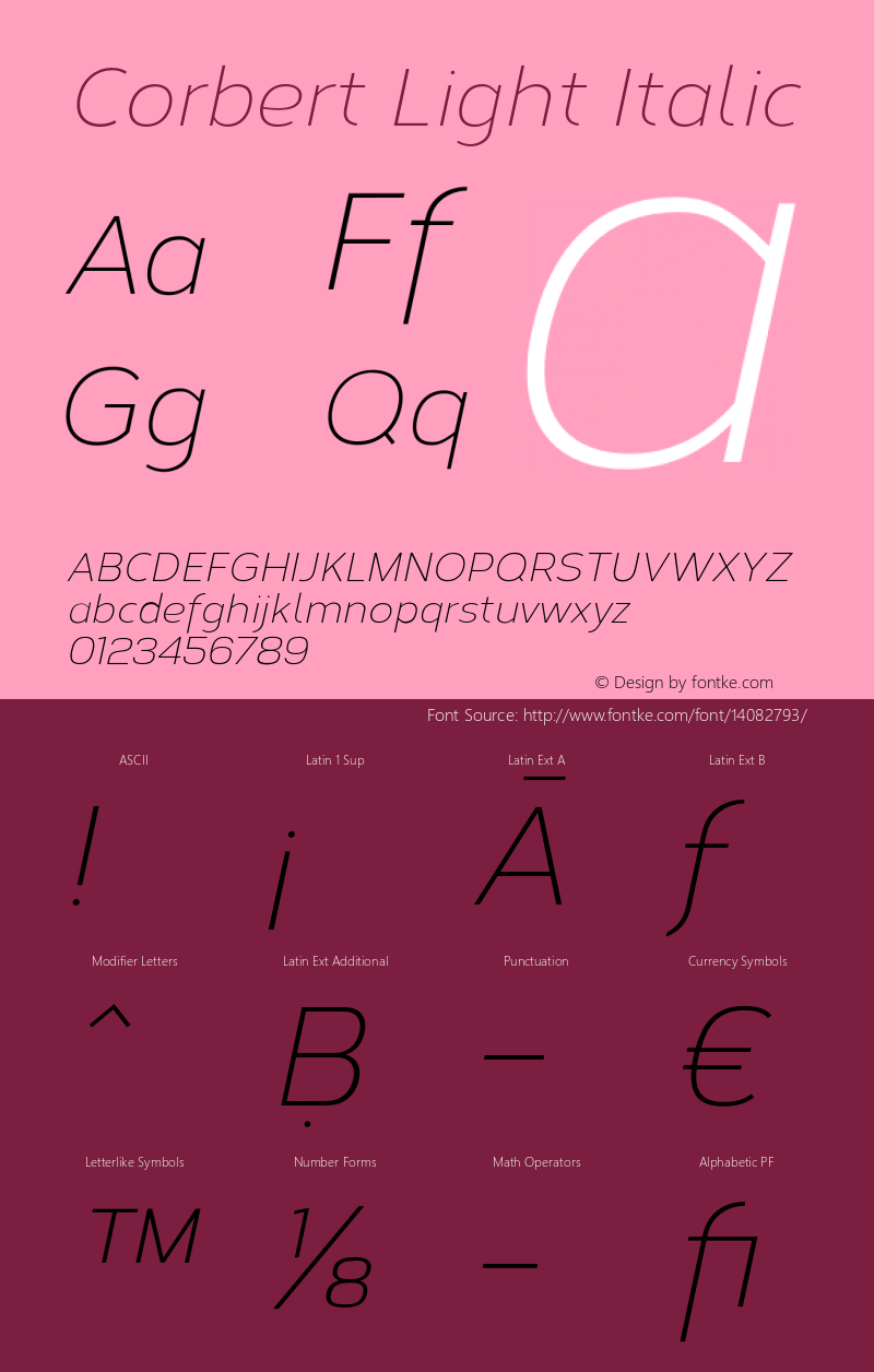 Corbert Light Italic Version 1.001;PS 001.001;hotconv 1.0.70;makeotf.lib2.5.58329图片样张