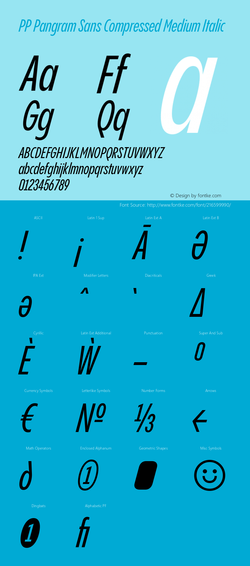 PP Pangram Sans Compressed Medium Italic Version 2.000 | FøM Fix图片样张