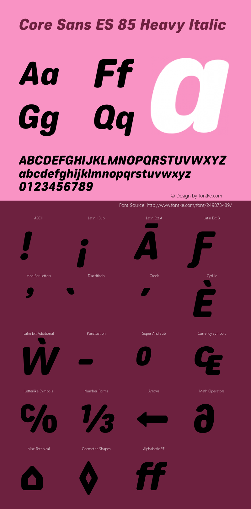 CoreSansES85HeavyItalic Version 1.003图片样张