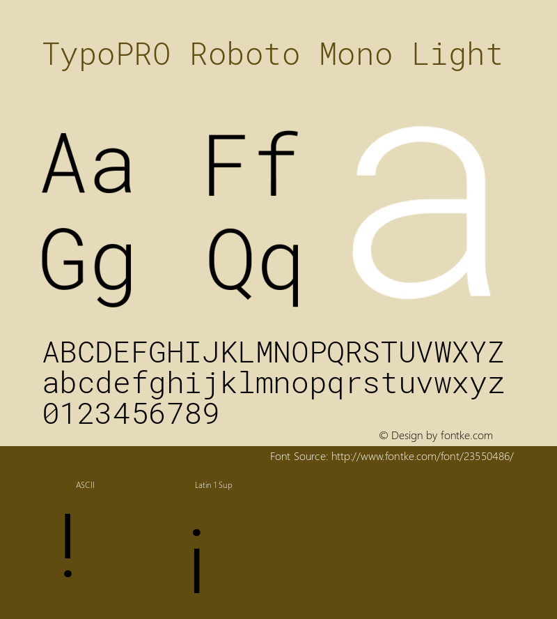 TypoPRO Roboto Mono Light Version 2.000986; 2015; ttfautohint (v1.3)图片样张