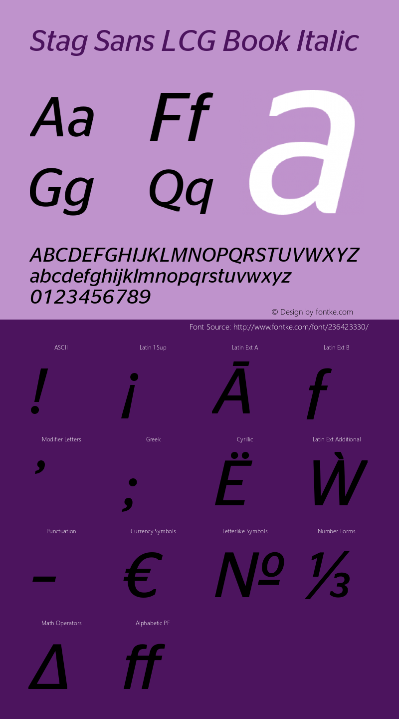 Stag Sans LCG Book Italic Version 1.1 2007图片样张