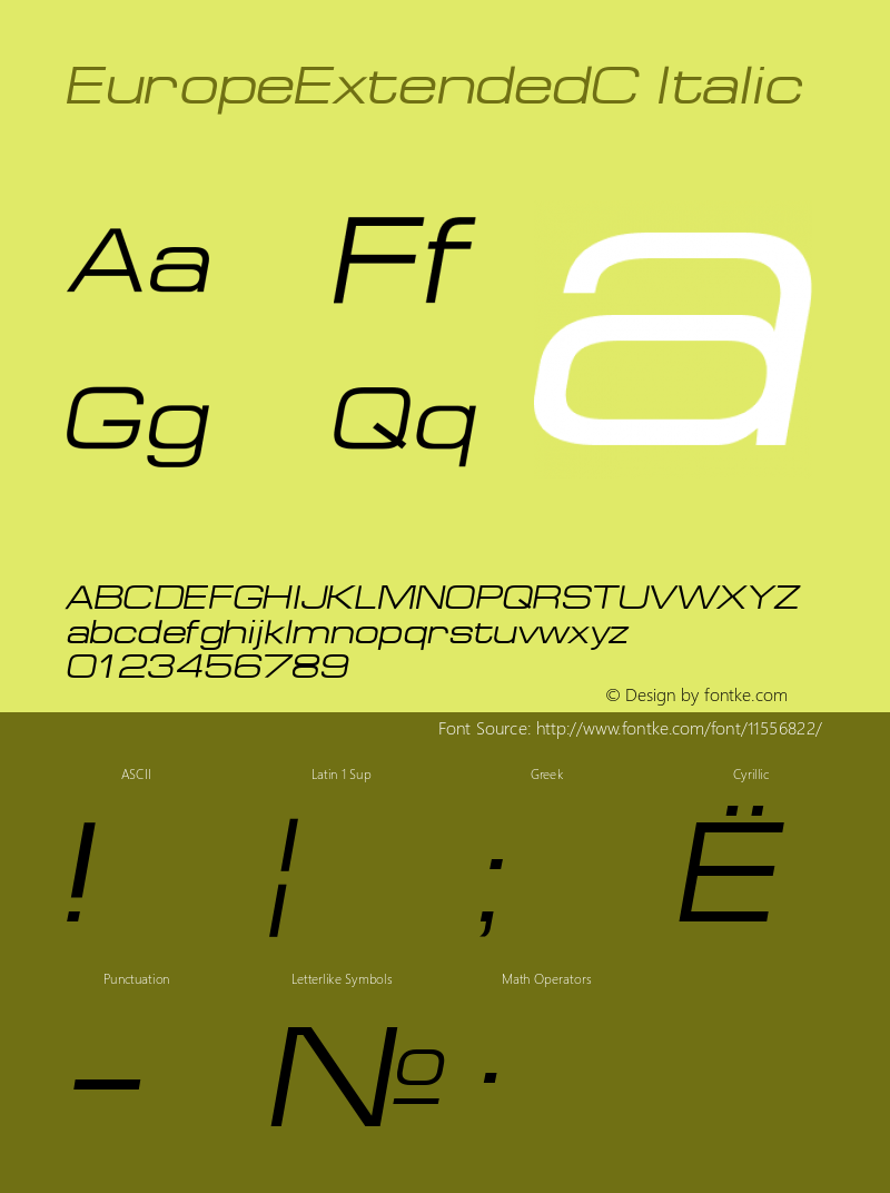 EuropeExtendedC Italic Version 001.001图片样张