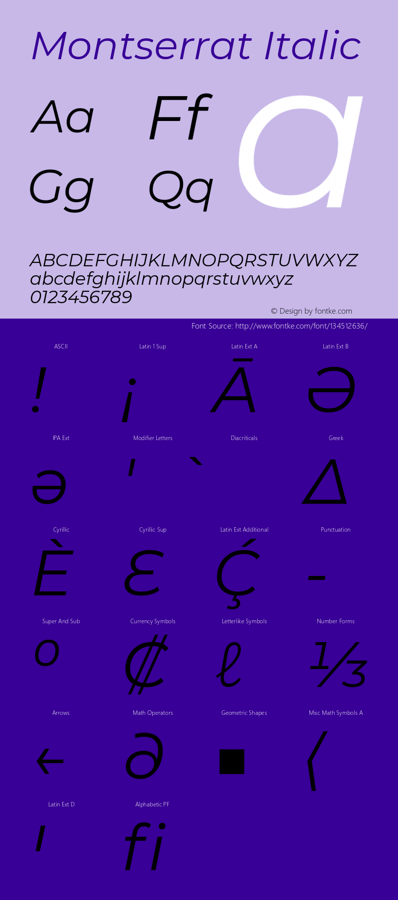Montserrat Italic Version 7.200;PS 007.200;hotconv 1.0.88;makeotf.lib2.5.64775图片样张