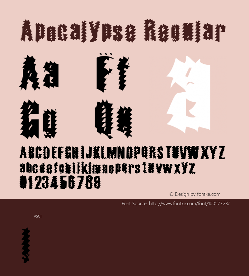 Apocalypse Regular Macromedia Fontographer 4.1 10/4/97图片样张