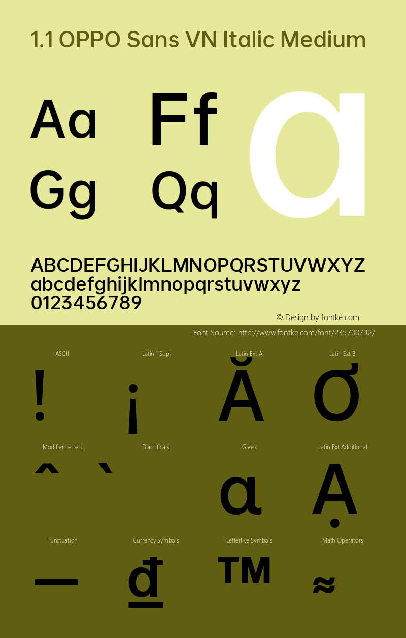 1.1 OPPO Sans VN Italic Medium Version 7.001图片样张