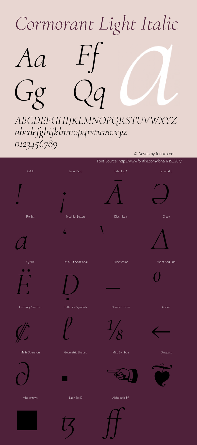 Cormorant Light Italic Version 2.007;PS 002.007;hotconv 1.0.88;makeotf.lib2.5.64775图片样张