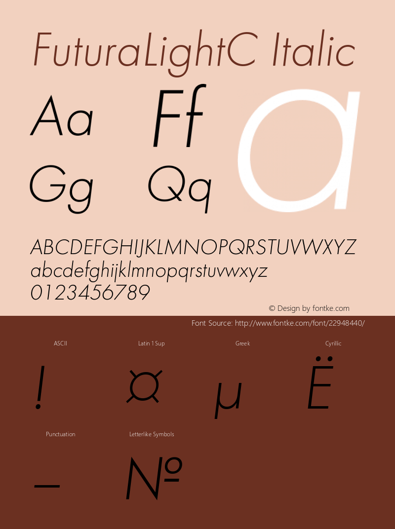 Futura Light Italic Cyrillic Version 001.000图片样张